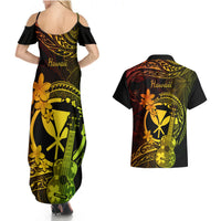 Hawaii Couples Matching Summer Maxi Dress and Hawaiian Shirt Ukulele Mix Polynesian Plumeria Reggae Version LT14 - Polynesian Pride