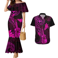 Hawaii Couples Matching Mermaid Dress and Hawaiian Shirt Ukulele Mix Polynesian Plumeria Pink Version LT14 Pink - Polynesian Pride