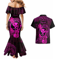 Hawaii Couples Matching Mermaid Dress and Hawaiian Shirt Ukulele Mix Polynesian Plumeria Pink Version LT14 - Polynesian Pride