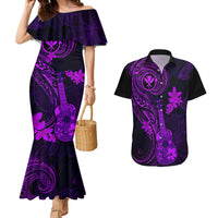 Hawaii Couples Matching Mermaid Dress and Hawaiian Shirt Ukulele Mix Polynesian Plumeria Purple Version LT14 Purple - Polynesian Pride