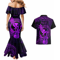 Hawaii Couples Matching Mermaid Dress and Hawaiian Shirt Ukulele Mix Polynesian Plumeria Purple Version LT14 - Polynesian Pride