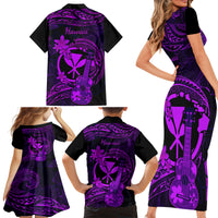 hawaii-family-matching-short-sleeve-bodycon-dress-and-hawaiian-shirt-ukulele-mix-polynesian-plumeria-purple-version