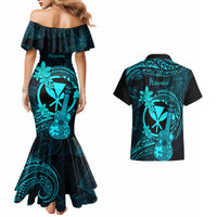 Hawaii Couples Matching Mermaid Dress and Hawaiian Shirt Ukulele Mix Polynesian Plumeria Turquoise Version LT14 - Polynesian Pride