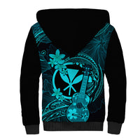 Hawaii Sherpa Hoodie Ukulele Mix Polynesian Plumeria Turquoise Version LT14 - Polynesian Pride