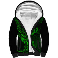 Hawaii Sherpa Hoodie Ukulele Mix Polynesian Plumeria Green Version LT14 Unisex Green - Polynesian Pride