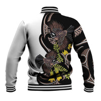 New Zealand Valentines Day Baseball Jacket Piwakawaka Lovers Maori Koru Tattoo LT14 - Polynesian Pride