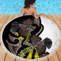 New Zealand Valentines Day Beach Blanket Piwakawaka Lovers Maori Koru Tattoo - Polynesian Pride