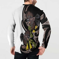 New Zealand Valentines Day Button Sweatshirt Piwakawaka Lovers Maori Koru Tattoo - Polynesian Pride