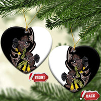 New Zealand Valentines Day Ceramic Ornament Piwakawaka Lovers Maori Koru Tattoo - Polynesian Pride