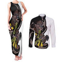 New Zealand Valentines Day Couples Matching Tank Maxi Dress and Long Sleeve Button Shirt Piwakawaka Lovers Maori Koru Tattoo - Polynesian Pride