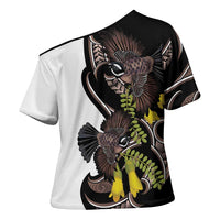 New Zealand Valentines Day Cross Shoulder Shirt Piwakawaka Lovers Maori Koru Tattoo - Polynesian Pride