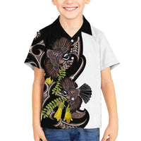 New Zealand Valentines Day Family Matching Off Shoulder Short Dress and Hawaiian Shirt Piwakawaka Lovers Maori Koru Tattoo - Polynesian Pride