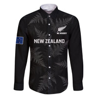 New Zealand Silver Fern Rugby Family Matching Puletasi Dress and Hawaiian Shirt 2023 Go Aotearoa Champions World Cup LT14 Dad's Shirt - Long Sleeve Black - Polynesian Pride