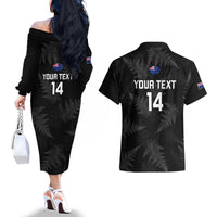 Custom New Zealand Silver Fern Rugby Couples Matching Off The Shoulder Long Sleeve Dress and Hawaiian Shirt 2023 Go Aotearoa Champions World Cup LT14 - Polynesian Pride