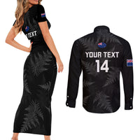 Custom New Zealand Silver Fern Rugby Couples Matching Short Sleeve Bodycon Dress and Long Sleeve Button Shirts 2023 Go Aotearoa Champions World Cup LT14 - Polynesian Pride