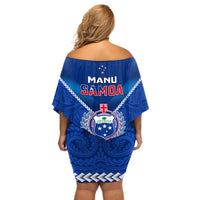 Samoa Rugby Off Shoulder Short Dress 2023 Go Manu Samoa LT14 - Polynesian Pride