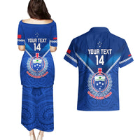 Custom Samoa Rugby Couples Matching Puletasi Dress and Hawaiian Shirt 2023 Go Manu Samoa LT14 - Polynesian Pride