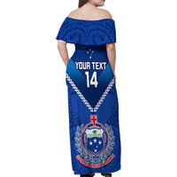 Custom Samoa Rugby Family Matching Off Shoulder Maxi Dress and Hawaiian Shirt 2023 Go Manu Samoa LT14 - Polynesian Pride