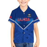 Custom Samoa Rugby Kid Hawaiian Shirt 2023 Go Manu Samoa LT14 Kid Blue - Polynesian Pride