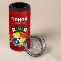 Personalised Tonga Rugby 4 in 1 Can Cooler Tumbler Ikale Tahi Tongan Ngatu Pattern