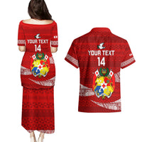 Custom Tonga Rugby Couples Matching Puletasi Dress and Hawaiian Shirt 2023 Ikale Tahi Tongan Ngatu Pattern LT14 - Polynesian Pride