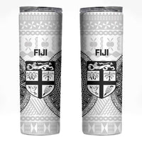 Fiji Rugby Skinny Tumbler Go Champions World Cup Fijian Tapa Pattern LT14 White - Polynesian Pride
