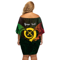 Personalised Vanuatu Family Day Family Matching Off Shoulder Short Dress and Hawaiian Shirt Happy 26 December Vanuatuan Pig Tusk LT14 - Polynesian Pride