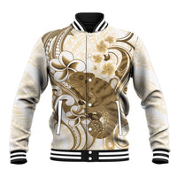 Brown And White Hawaii Chameleon Baseball Jacket Plumeria Polynesian Tribal Art LT14 Unisex Brown - Polynesian Pride