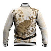 Brown And White Hawaii Chameleon Baseball Jacket Plumeria Polynesian Tribal Art LT14 - Polynesian Pride