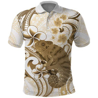 Brown And White Hawaii Chameleon Polo Shirt Plumeria Polynesian Tribal Art LT14 Brown - Polynesian Pride