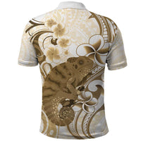 Brown And White Hawaii Chameleon Polo Shirt Plumeria Polynesian Tribal Art LT14 - Polynesian Pride