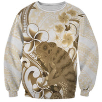 Brown And White Hawaii Chameleon Sweatshirt Plumeria Polynesian Tribal Art LT14 Unisex Brown - Polynesian Pride