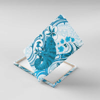 Cyan And White Hawaii Chameleon Canvas Wall Art Plumeria Polynesian Tribal Art