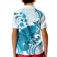 Cyan And White Hawaii Chameleon Kid Polo Shirt Plumeria Polynesian Tribal Art LT14 - Polynesian Pride