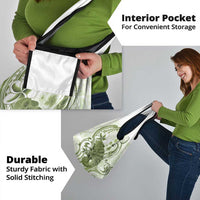 Green And White Hawaii Chameleon Grocery Bag Plumeria Polynesian Tribal Art