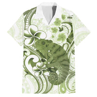 Green And White Hawaii Chameleon Hawaiian Shirt Plumeria Polynesian Tribal Art LT14 Lime Green - Polynesian Pride