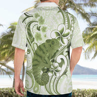 Green And White Hawaii Chameleon Hawaiian Shirt Plumeria Polynesian Tribal Art LT14 - Polynesian Pride