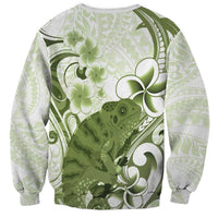 Green And White Hawaii Chameleon Sweatshirt Plumeria Polynesian Tribal Art LT14 - Polynesian Pride