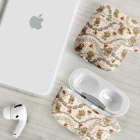 Beige Palaka Hawaii Mele Kalikimaka AirPods Case Ohia Lehua Shell Leis Funny Gingerbread Santa - Polynesian Pride