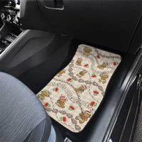 Beige Palaka Hawaii Mele Kalikimaka Car Mats Ohia Lehua Shell Leis Funny Gingerbread Santa - Polynesian Pride