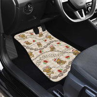 Beige Palaka Hawaii Mele Kalikimaka Car Mats Ohia Lehua Shell Leis Funny Gingerbread Santa - Polynesian Pride