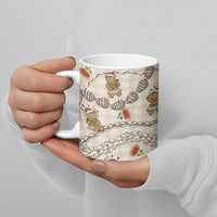 Beige Palaka Hawaii Mele Kalikimaka Ceramic Mug Ohia Lehua Shell Leis Funny Gingerbread Santa - Polynesian Pride