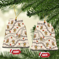 Beige Palaka Hawaii Mele Kalikimaka Ceramic Ornament Ohia Lehua Shell Leis Funny Gingerbread Santa - Polynesian Pride