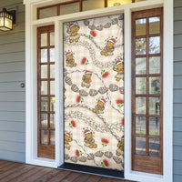 Beige Palaka Hawaii Mele Kalikimaka Door Cover Ohia Lehua Shell Leis Funny Gingerbread Santa - Polynesian Pride