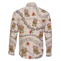 Beige Palaka Hawaii Mele Kalikimaka Family Matching Puletasi and Hawaiian Shirt Ohia Lehua Shell Leis Funny Gingerbread Santa - Polynesian Pride