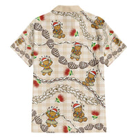 Beige Palaka Hawaii Mele Kalikimaka Hawaiian Shirt Ohia Lehua Shell Leis Funny Gingerbread Santa LT14 - Polynesian Pride