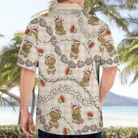 Beige Palaka Hawaii Mele Kalikimaka Hawaiian Shirt Ohia Lehua Shell Leis Funny Gingerbread Santa LT14 - Polynesian Pride