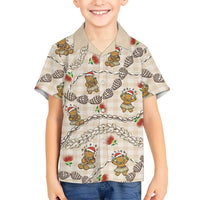 Beige Palaka Hawaii Mele Kalikimaka Hawaiian Shirt Ohia Lehua Shell Leis Funny Gingerbread Santa LT14 - Polynesian Pride