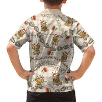 Beige Palaka Hawaii Mele Kalikimaka Hawaiian Shirt Ohia Lehua Shell Leis Funny Gingerbread Santa LT14 - Polynesian Pride