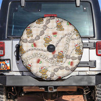 Beige Palaka Hawaii Mele Kalikimaka Spare Tire Cover Ohia Lehua Shell Leis Funny Gingerbread Santa - Polynesian Pride